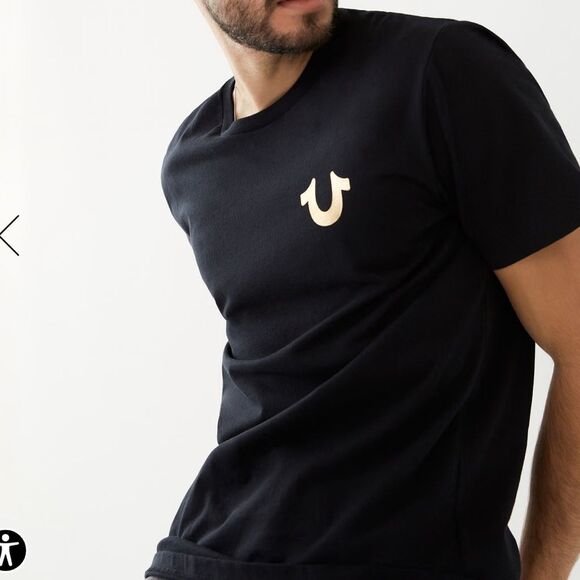 TRUE RELIGION SOLID GOLD BUDDHA TEE BLACK XL NWT in packaging - Picture 2 of 5